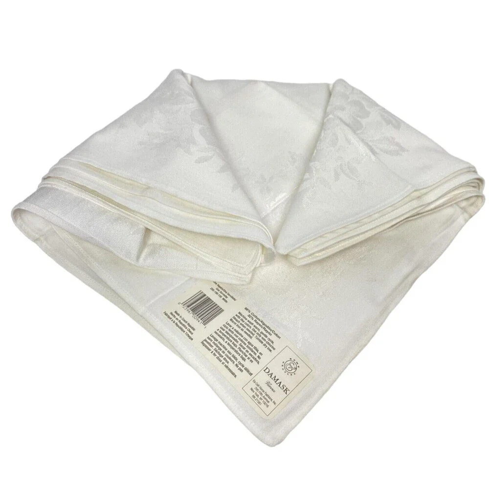 Vintage Damask Vienna Kemp Beatley Ivory Floral Table Napkins Set of 6 Square